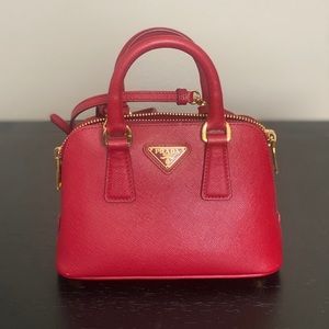 Prada Red Saffiano Leather Mini Bag